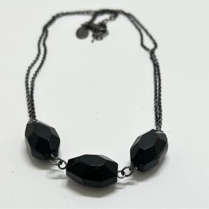 White House Black Market Black Faceted Bead Necklace